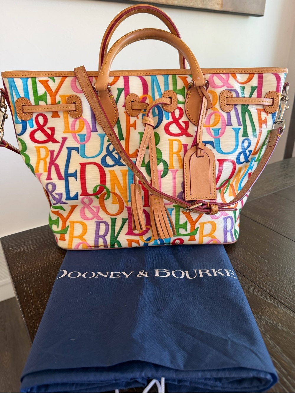 Dooney & Bourke Retro Grafica Coated Canvas Tote with Leather Trim
